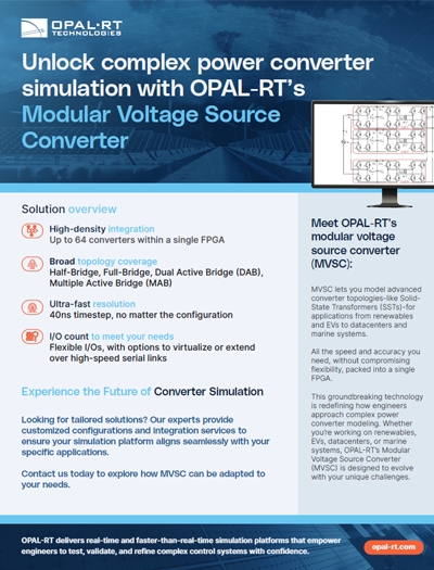 Unlock complex power converter simulation with OPAL-RT’s Modular Voltage Source Converter